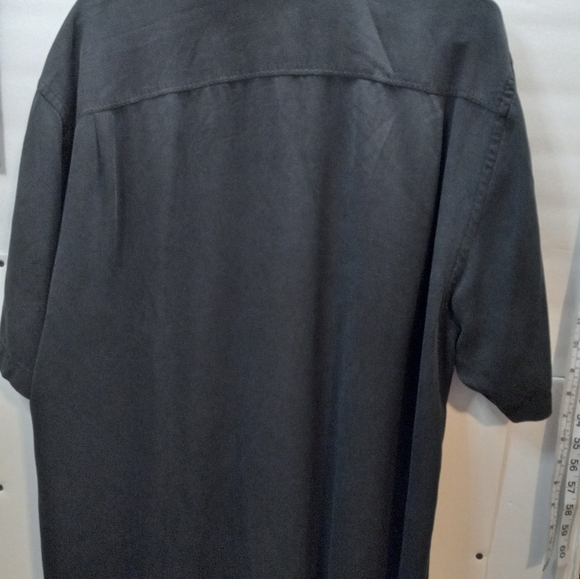 Tommy Bahama 100% Silk Original Fit Black XL Button Down Short Sleeves Shirt - Picture 7 of 16
